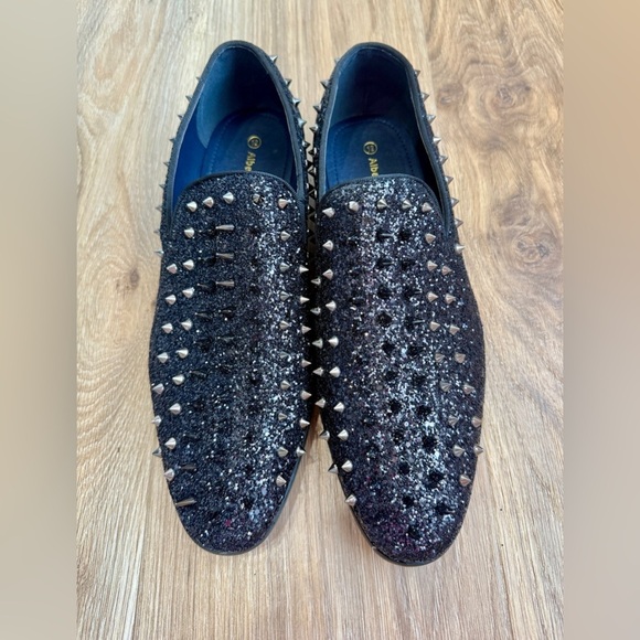Alberto Fellini Men\'s Sparko Fashion Spiked Dressy Loafers Black Shoes Size 12